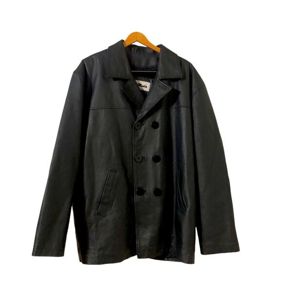 Pelle Moda Genuine Leather Double Breasted Button Jacket With Removable Fleece - Picture 1 of 7